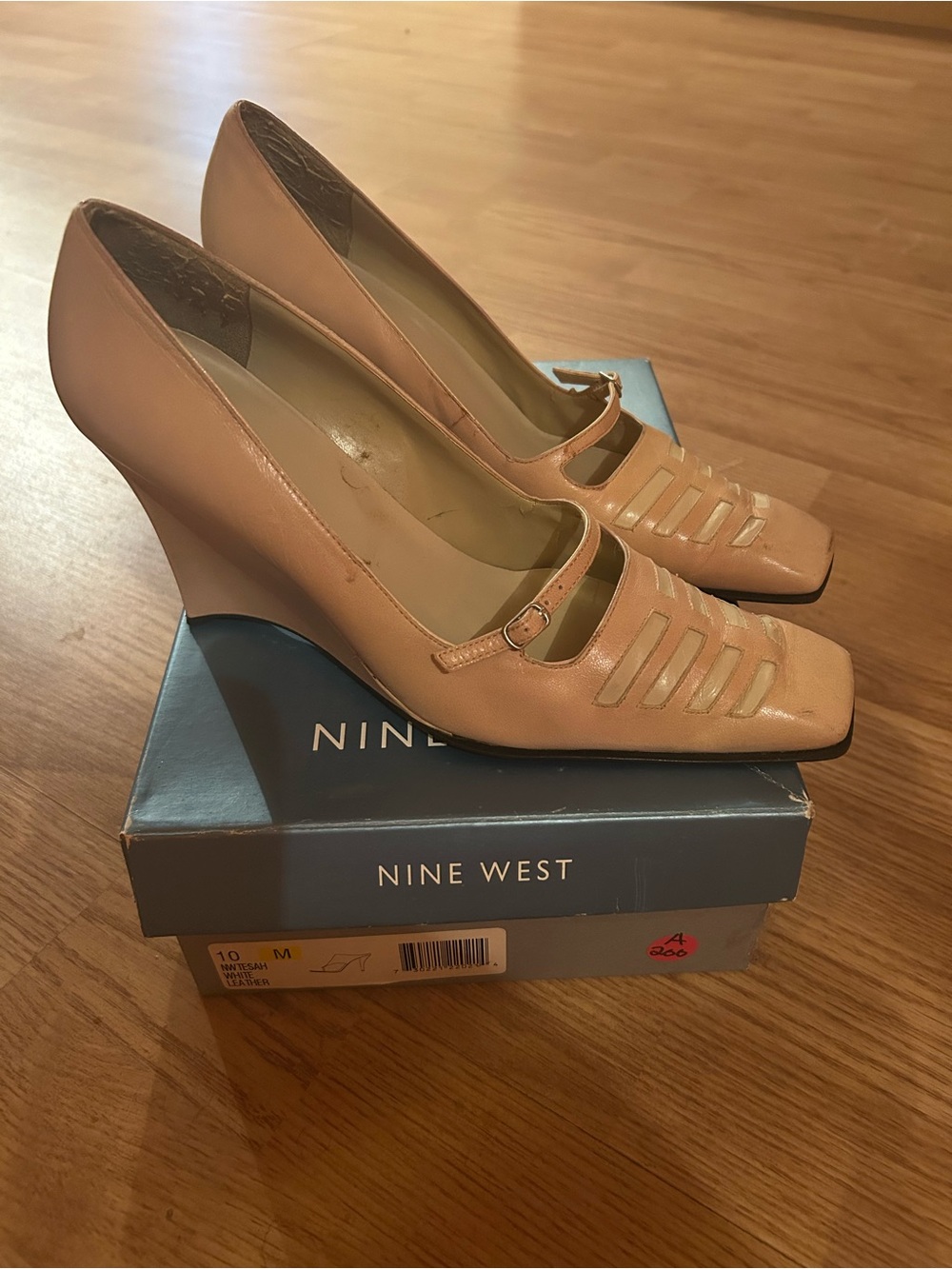Nine West Blush Patent Leather Mary Jane Wedge Pumps